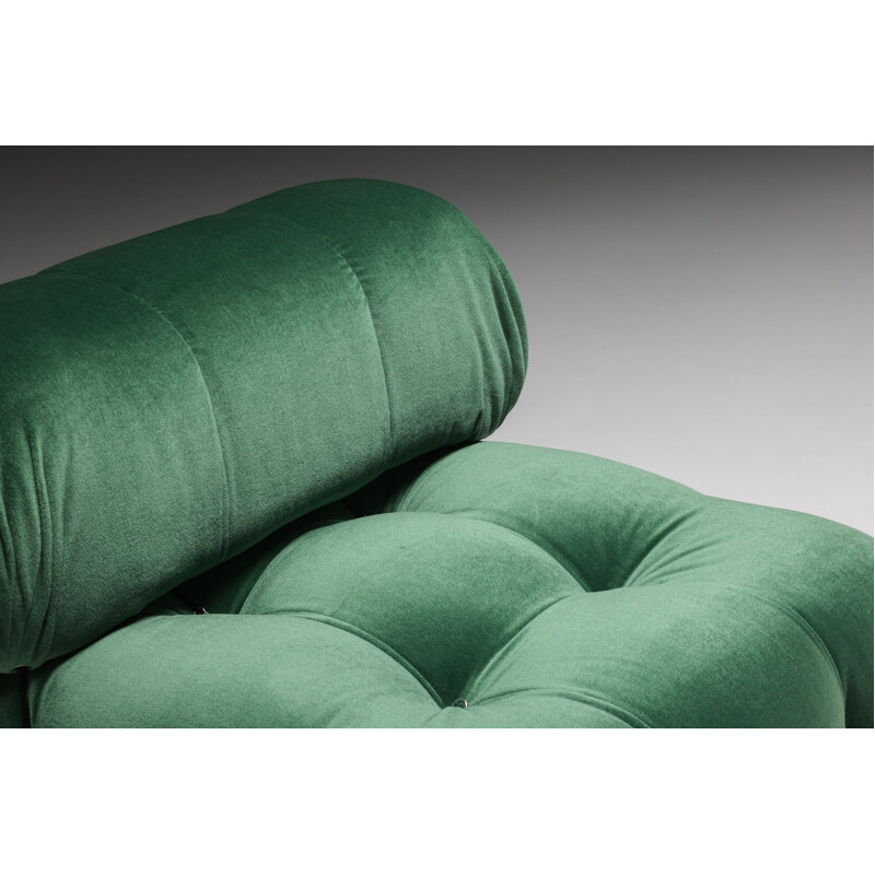 Vintage Camaleonda modular velvet green sofa by Mario Bellini, 1970