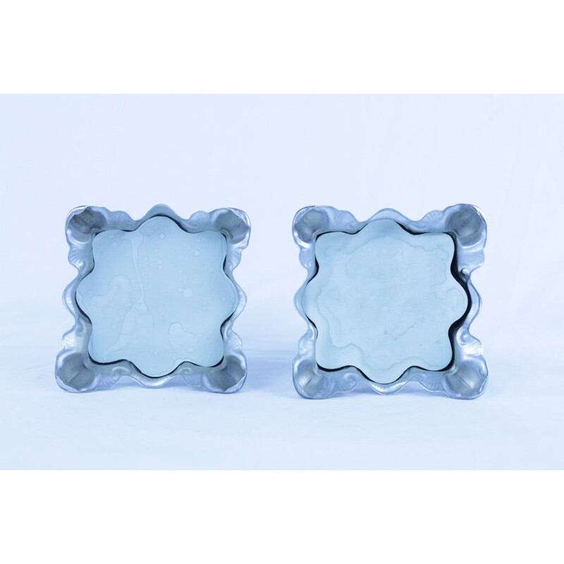 Pair of vintage blue candle holders