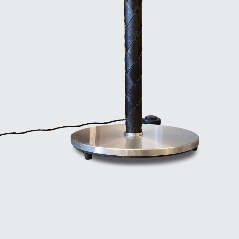 Vintage aluminum flet floor lamp by Jo Hammerborg for Fog and Mørup, Denmark 1960