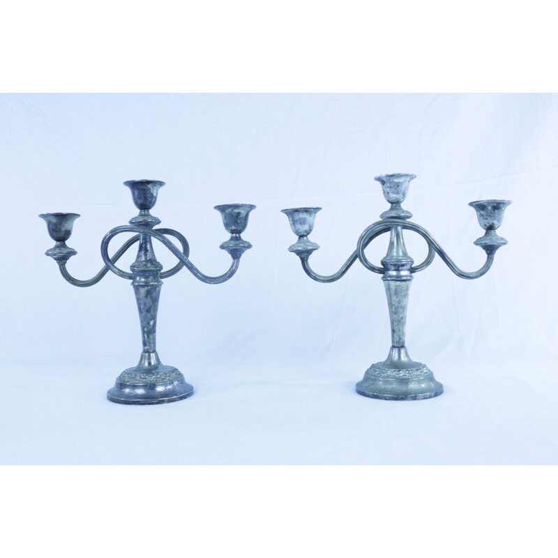 Pair of vintage silver plated candle holders by Ianthe, England