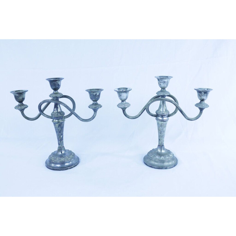 Pair of vintage silver plated candle holders by Ianthe, England