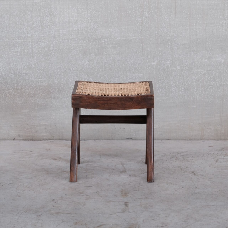 Pareja de taburetes vintage de teca "Pj-Si-34-A" de Pierre Jeanneret, India 1960