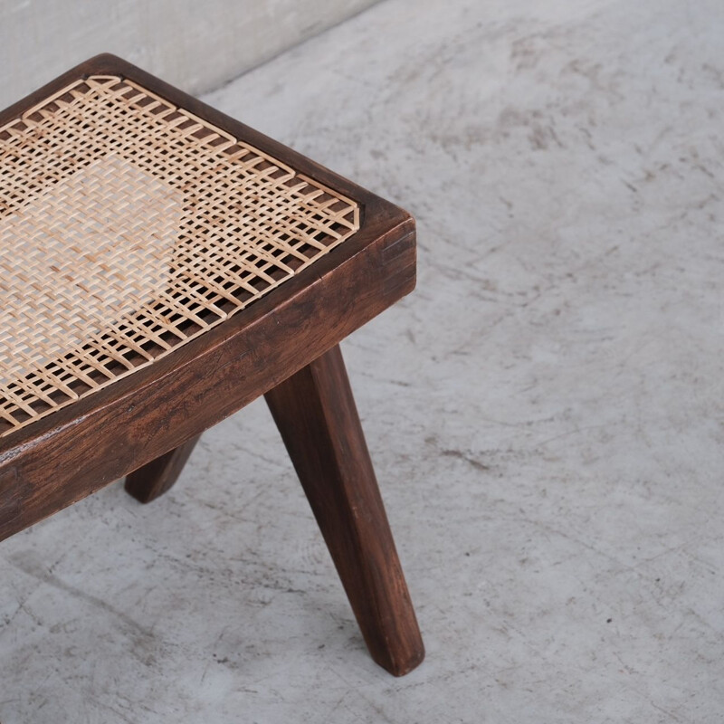 Pareja de taburetes vintage de teca "Pj-Si-34-A" de Pierre Jeanneret, India 1960