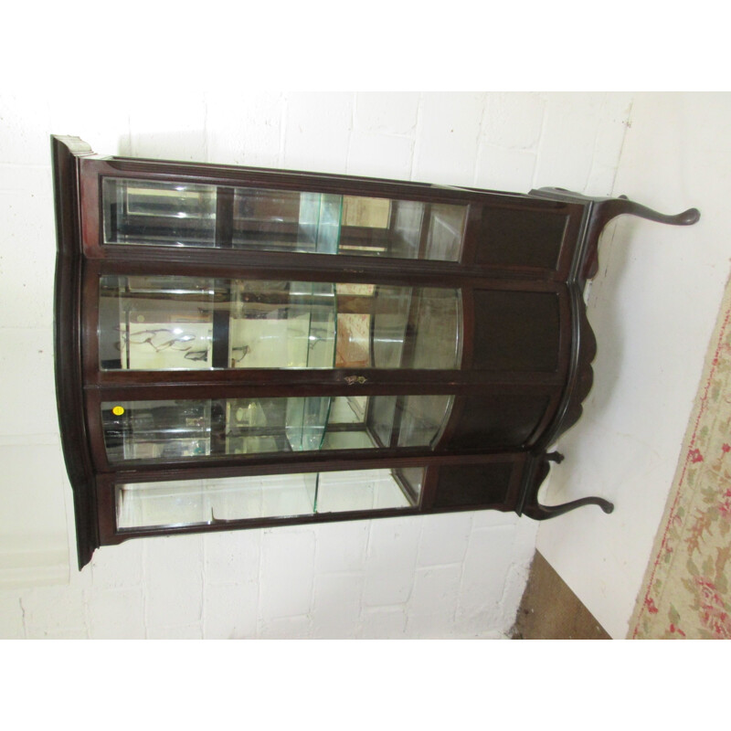 Vintage English mahogany display cabinet