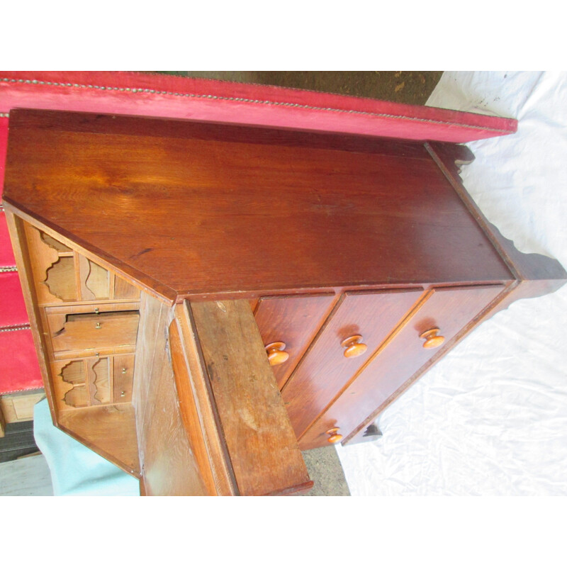 Vintage oak desk with 4 drawers