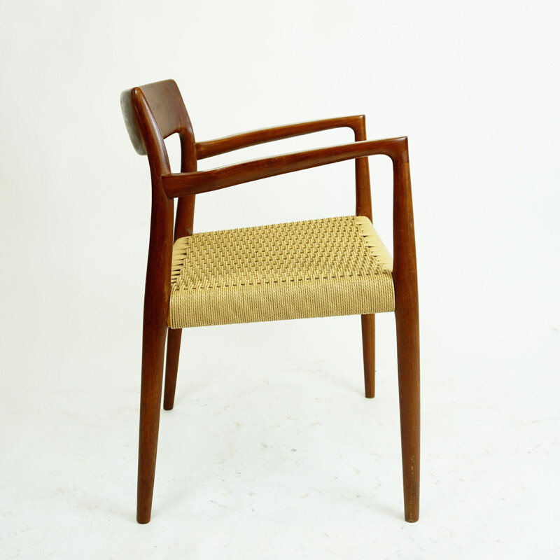 Vintage Mod. 57 teak and papercord armchair by Niels Otto Moller for J.L. Moller Mobelfabrik, Denmark 1960