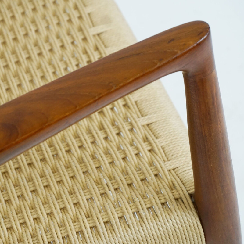 Vintage Mod. 57 teak and papercord armchair by Niels Otto Moller for J.L. Moller Mobelfabrik, Denmark 1960