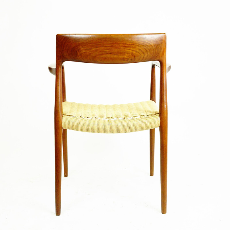 Vintage Mod. 57 teak and papercord armchair by Niels Otto Moller for J.L. Moller Mobelfabrik, Denmark 1960