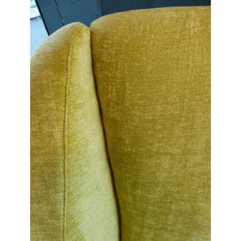 Yellow velvet Italian sofa - 1950s