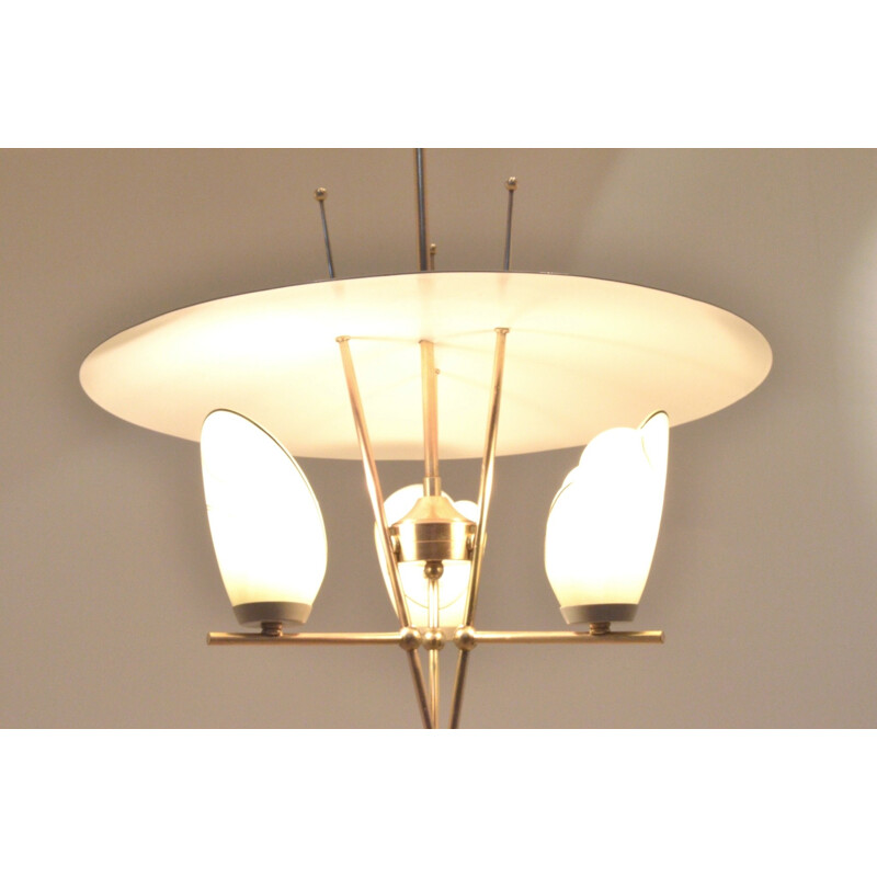 Italian Chandelier in Brass and Metal - 1950s