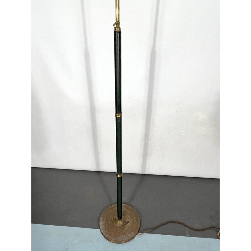 Vintage brass and leather floor lamp by Arredoluce Monza, Italy 1940s