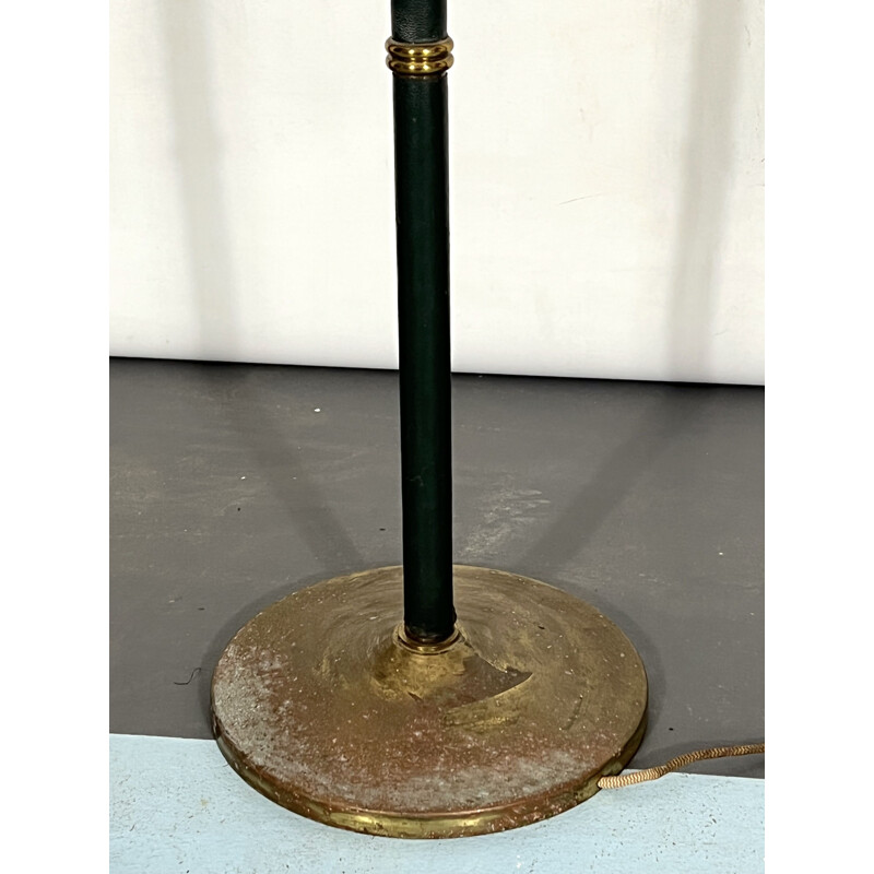 Vintage brass and leather floor lamp by Arredoluce Monza, Italy 1940s