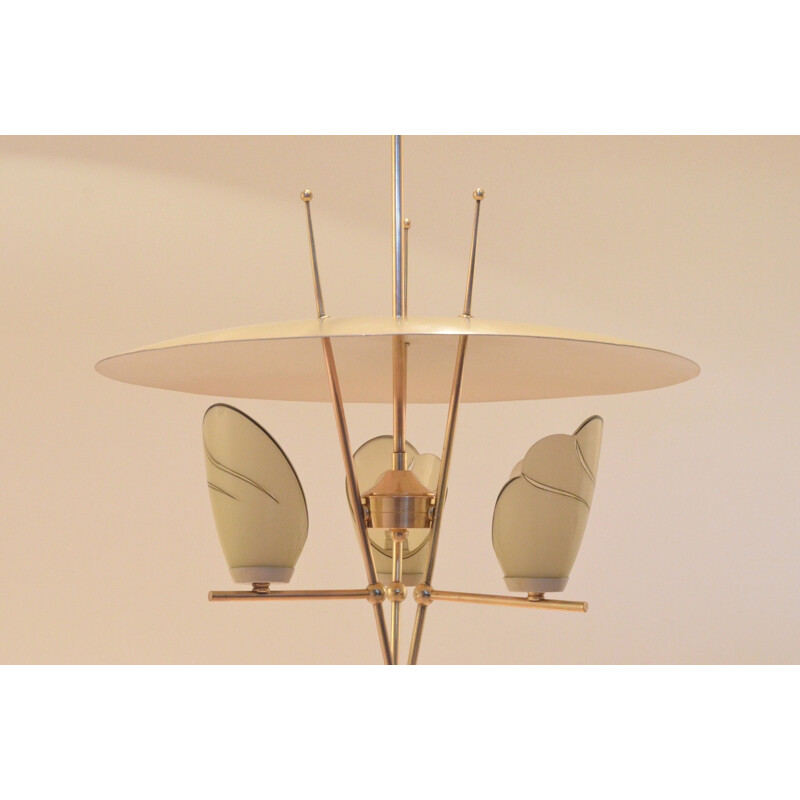 Italian Chandelier in Brass and Metal - 1950s