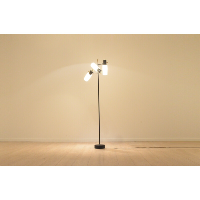 Floor lamp in glass and brass, Boris LACROIX - 1950s