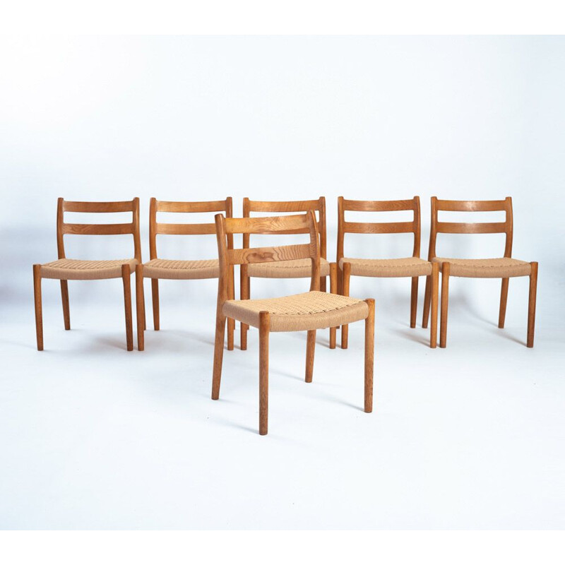 Set van 6 vintage eiken stoelen van Niels O Moller voor Møller Mobelfabrik, Denemarken 1950