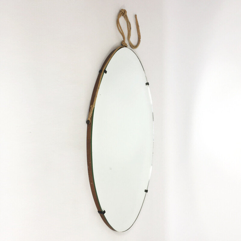 Oval mirror in wood - 1960s