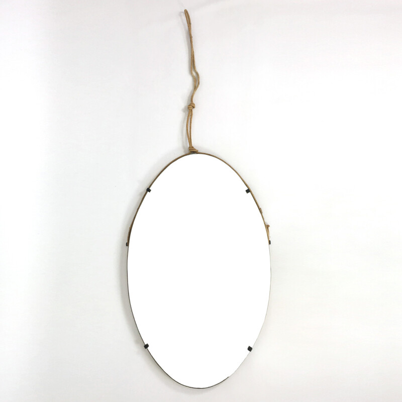 Oval mirror in wood - 1960s
