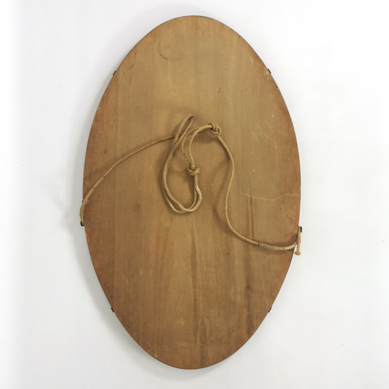 Oval mirror in wood - 1960s