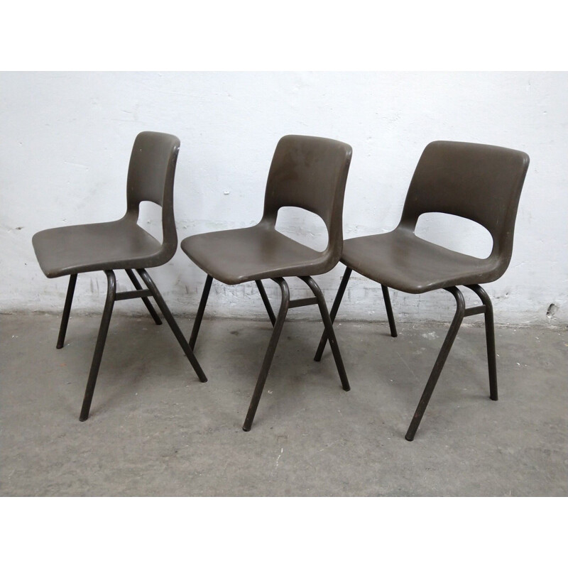 Conjunto de 3 cadeiras escolares vintage para crianças por Jac Vogels para Marko