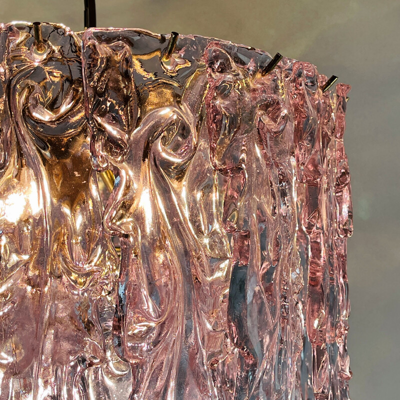 Mid-century ice Murano glass chandelier by Venini, Italy 1980s