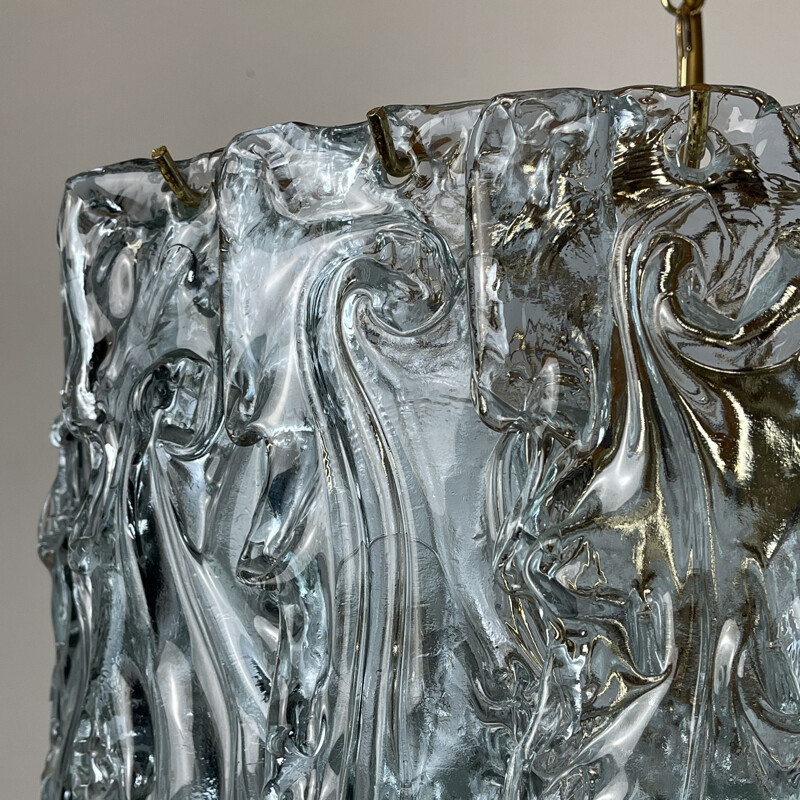 Mid-century ice Murano glass chandelier by Venini, Italy 1980s