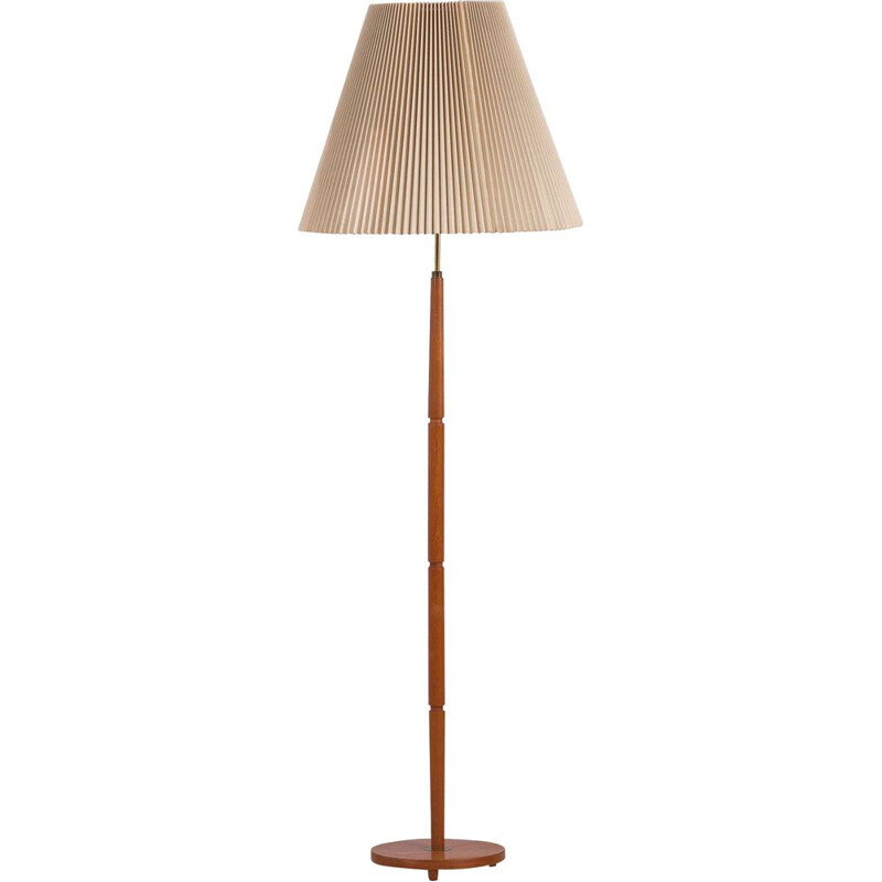 Danish vintage floor lamp in teak and brass