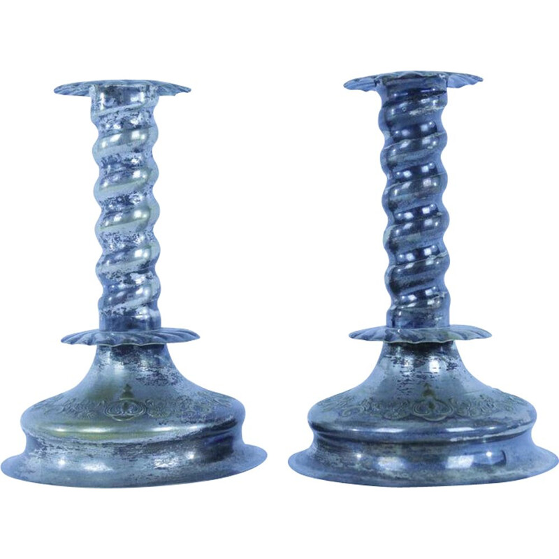 Ein Paar Vintage-Kerzenhalter aus Neusilber