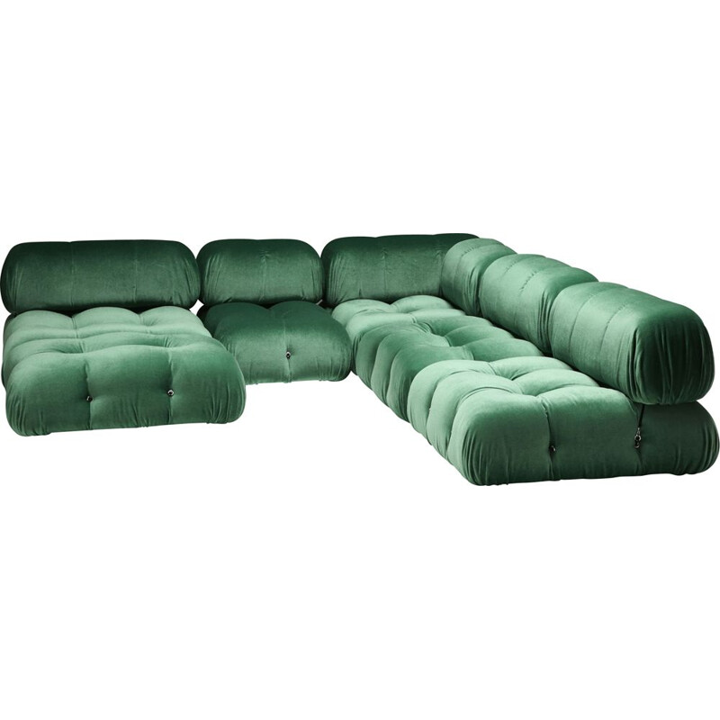 Modulares Vintage Camaleonda-Sofa in grünem Samt von Mario Bellini, 1970