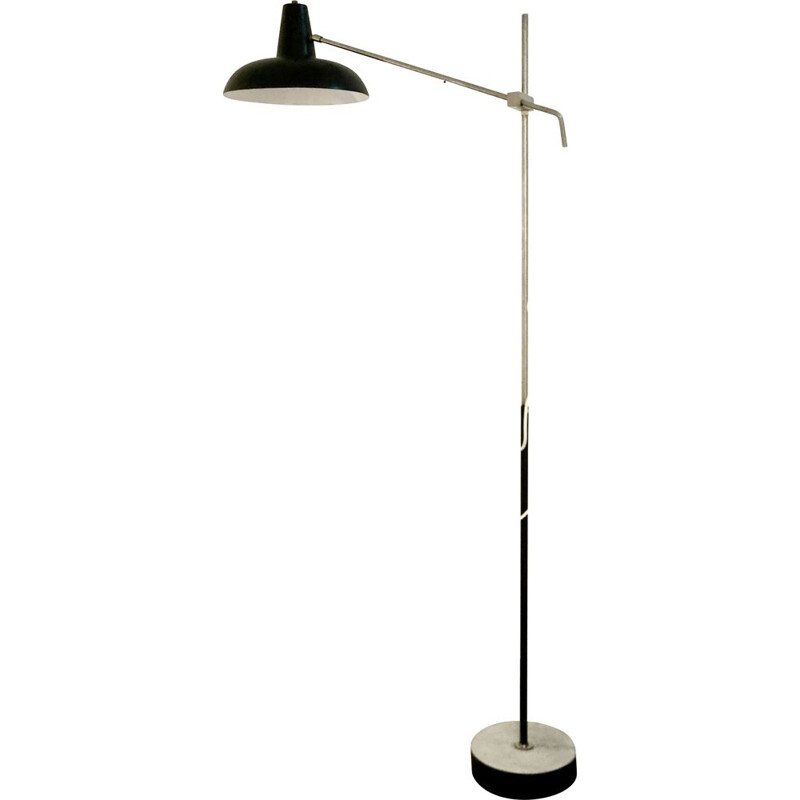 Lámpara de pie vintage regulable en acero niquelado de J.J.M. Hoogervorst para Anvia, 1950