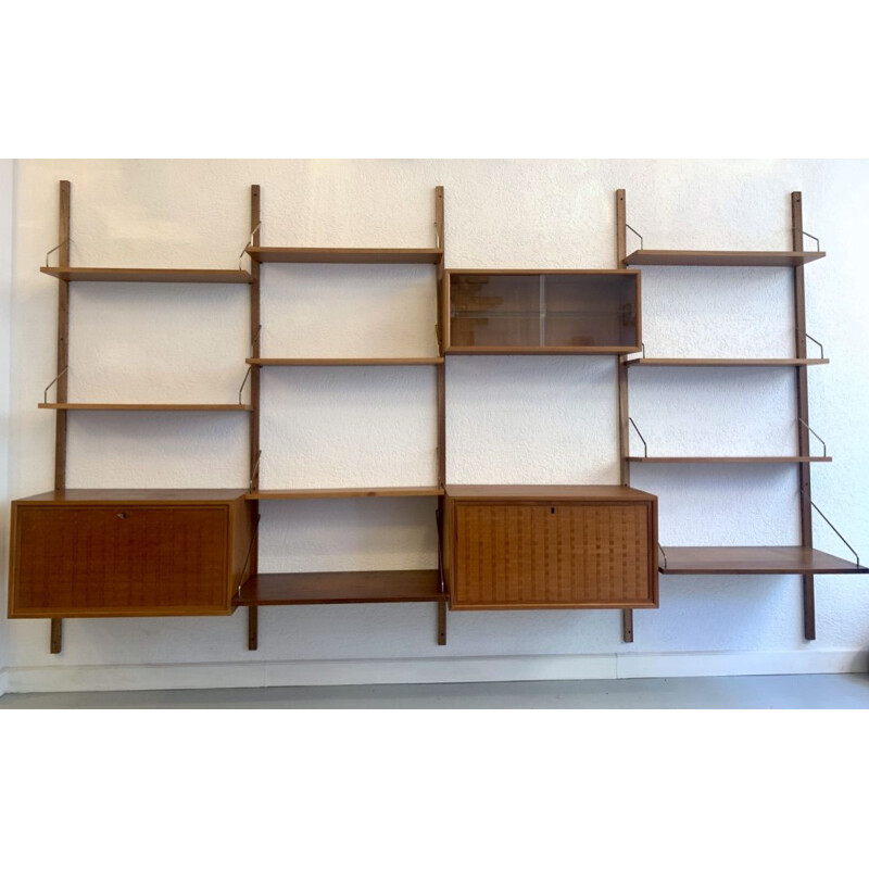 Vintage teak and brass shelf by Poul Cadovius, Denmark 1960