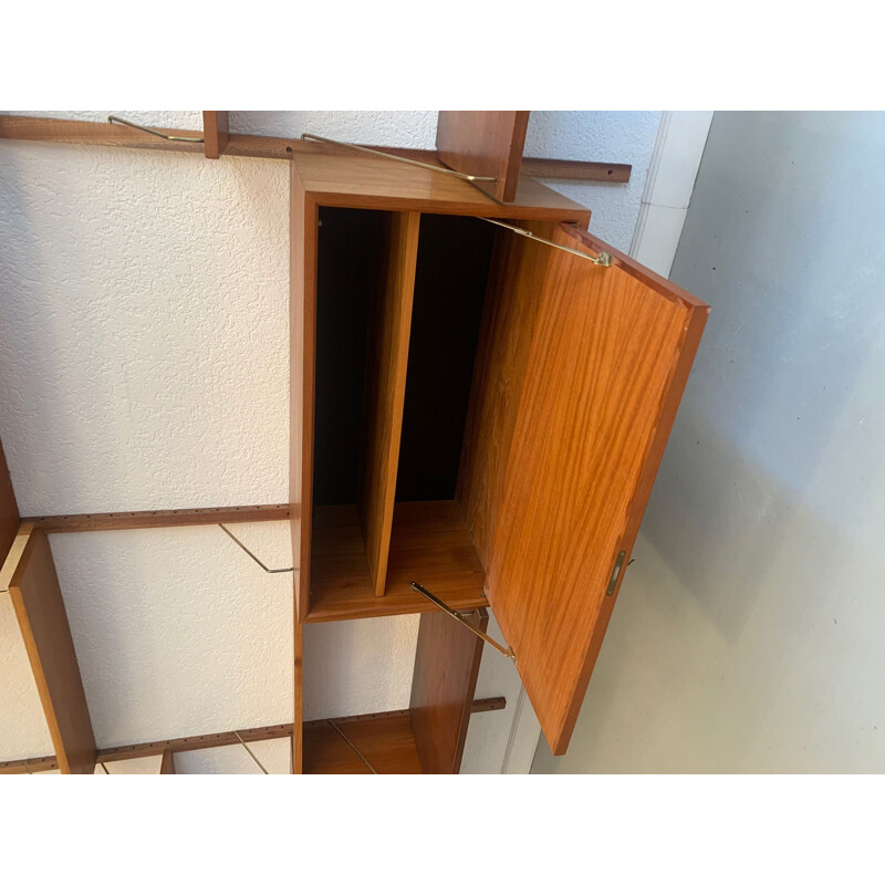 Vintage teak and brass shelf by Poul Cadovius, Denmark 1960