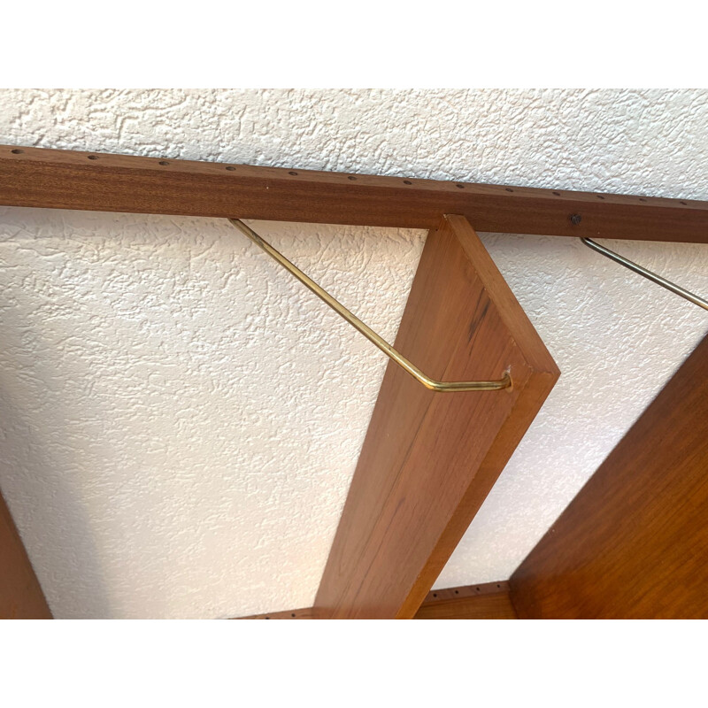 Vintage teak and brass shelf by Poul Cadovius, Denmark 1960