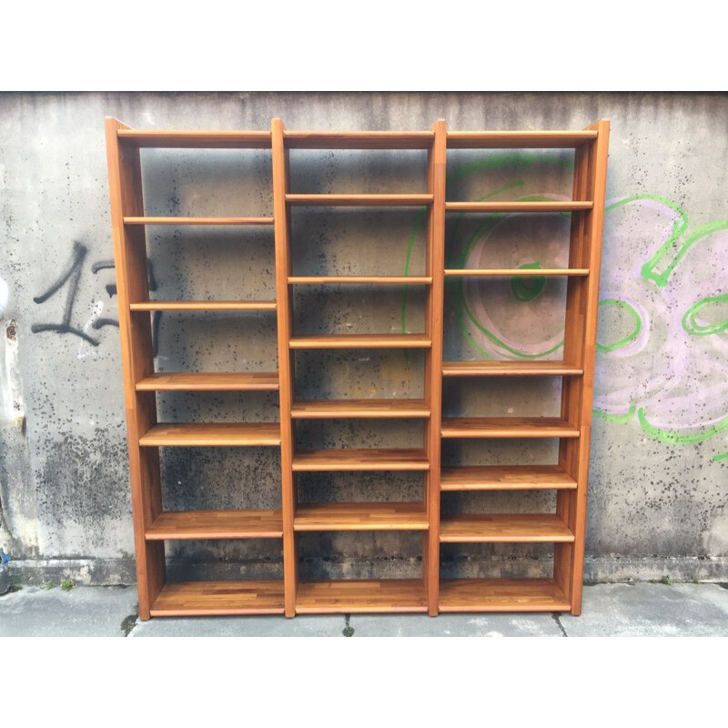 Vintage modular shelf in solid elm by Pierre Chapo, France 1960