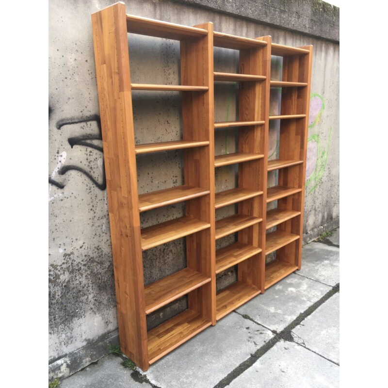 Vintage modular shelf in solid elm by Pierre Chapo, France 1960