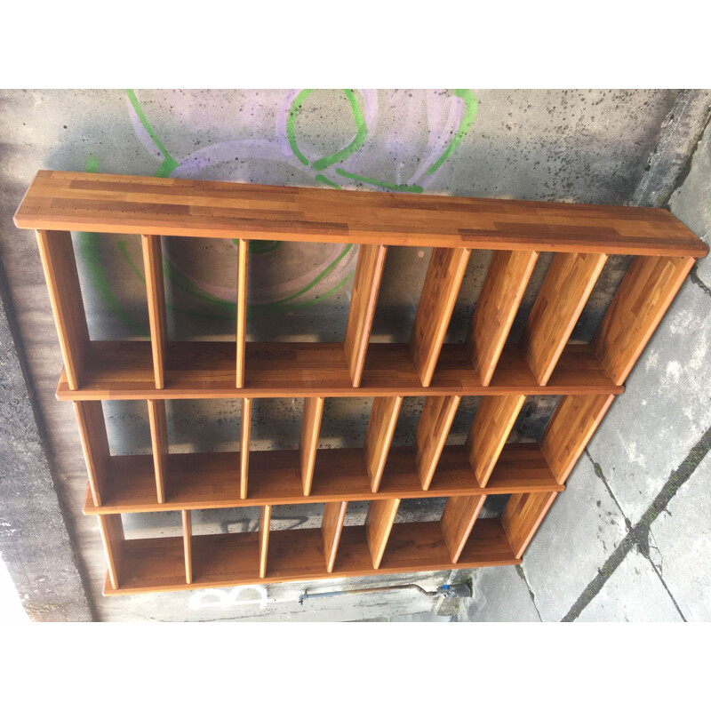 Vintage modular shelf in solid elm by Pierre Chapo, France 1960