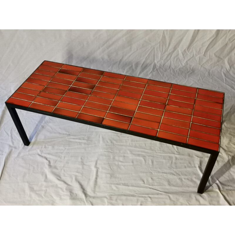 Vintage coffee table in tiles by Roger Capron, 1950-1960