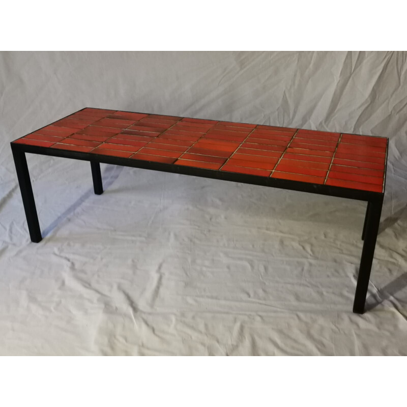 Vintage coffee table in tiles by Roger Capron, 1950-1960