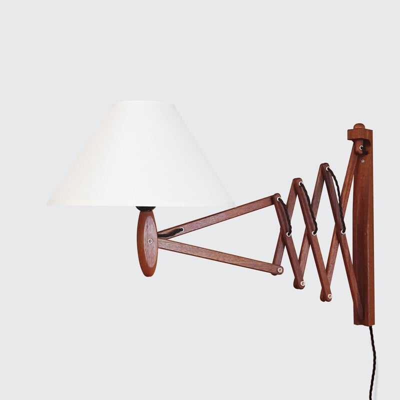 Vintage teak Concertina wall lamp by Erik Hansen for Le Klint, Denmark