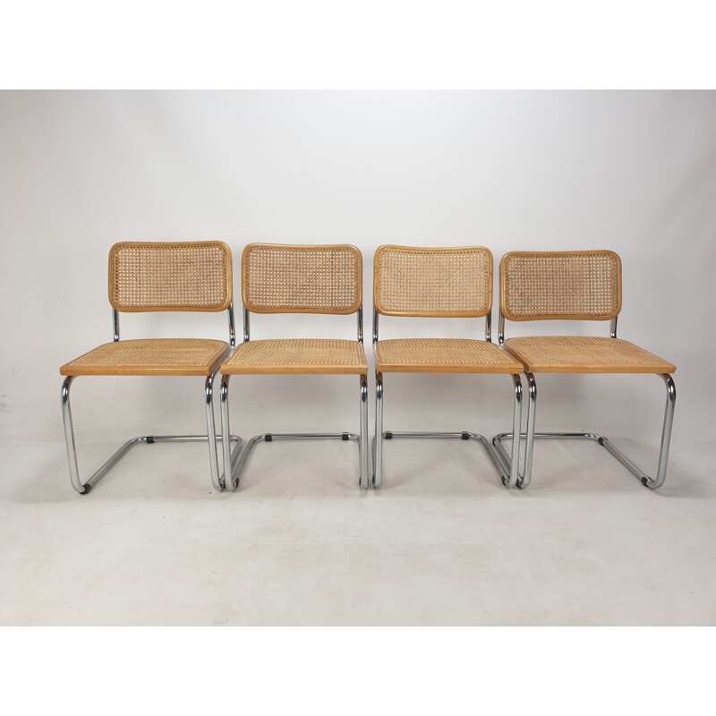 Set of 4 vintage Cesca chairs by Marcel Breuer