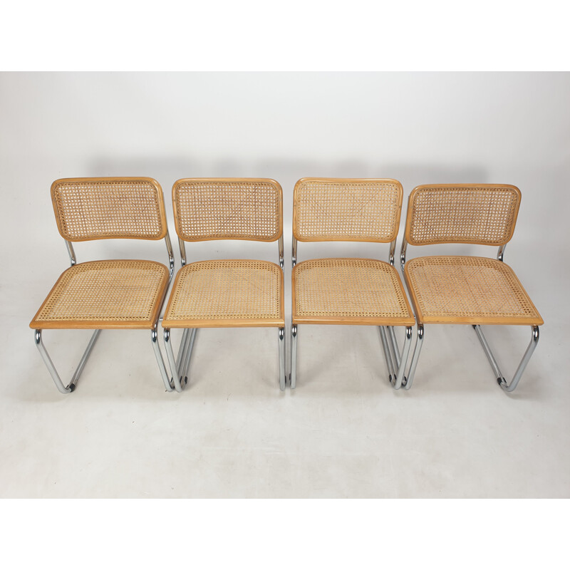 Set of 4 vintage Cesca chairs by Marcel Breuer