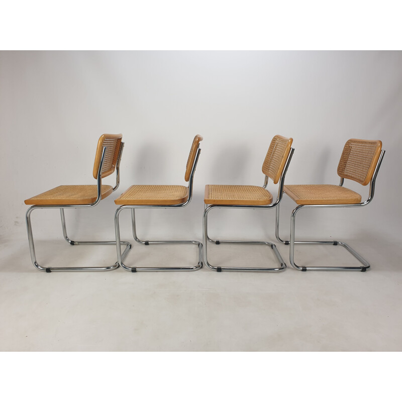 Set of 4 vintage Cesca chairs by Marcel Breuer