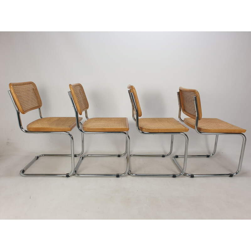 Set of 4 vintage Cesca chairs by Marcel Breuer