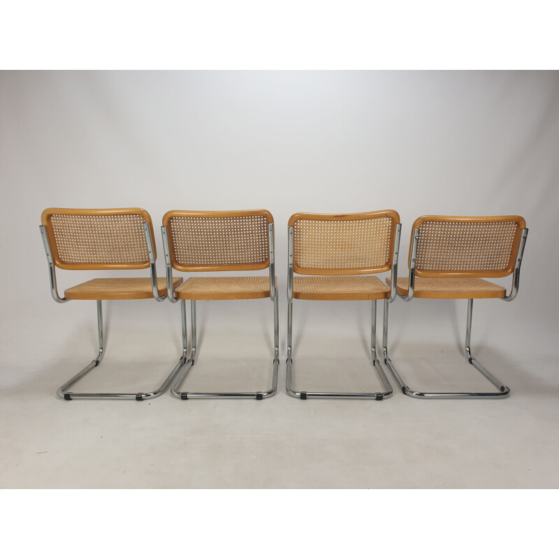 Set of 4 vintage Cesca chairs by Marcel Breuer