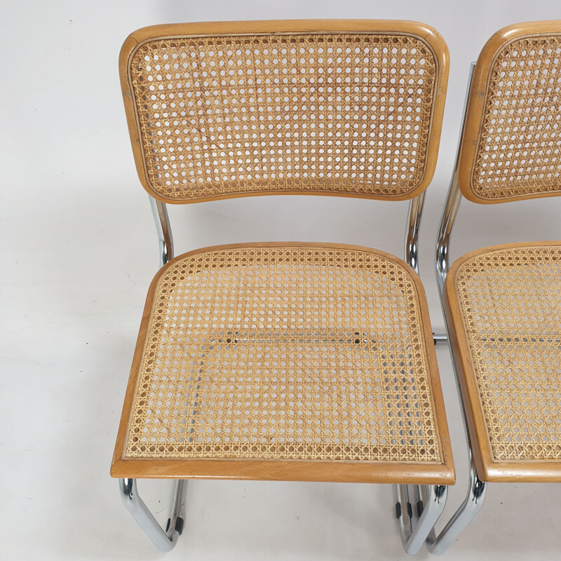 Set of 4 vintage Cesca chairs by Marcel Breuer