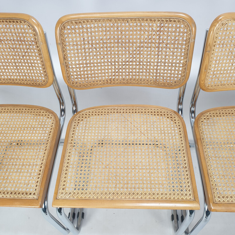 Set of 4 vintage Cesca chairs by Marcel Breuer