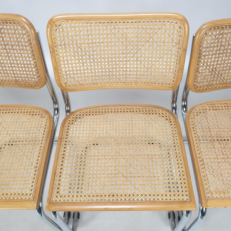 Set of 4 vintage Cesca chairs by Marcel Breuer