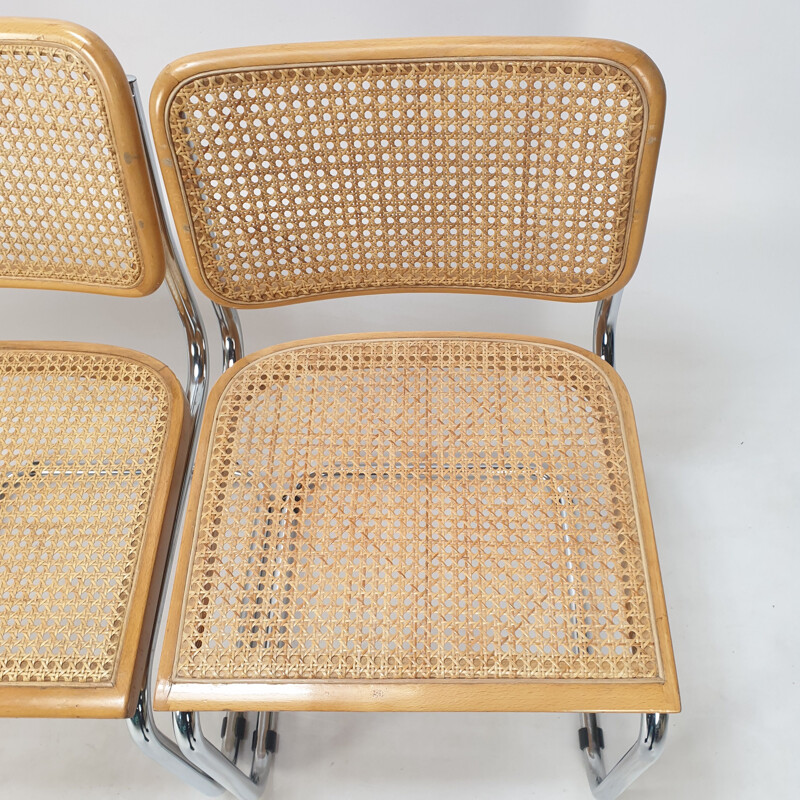 Set of 4 vintage Cesca chairs by Marcel Breuer