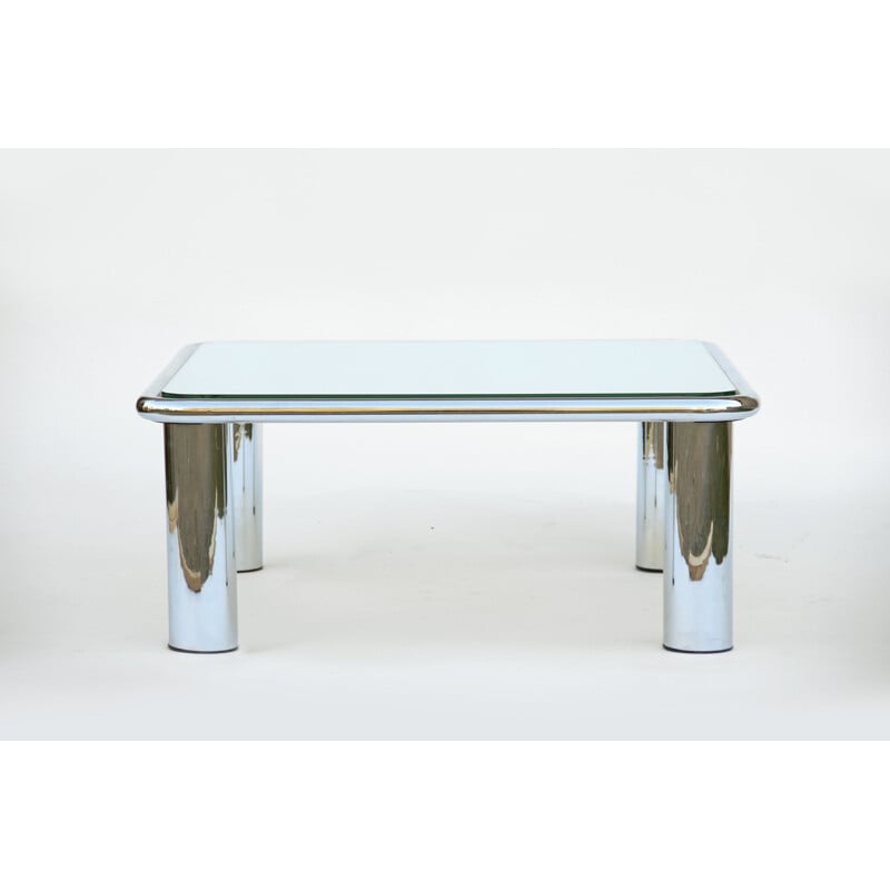 Mesa de centro vintage "Sesann" en acero cromado de Gianfranco Frattini para Cassina, 1968