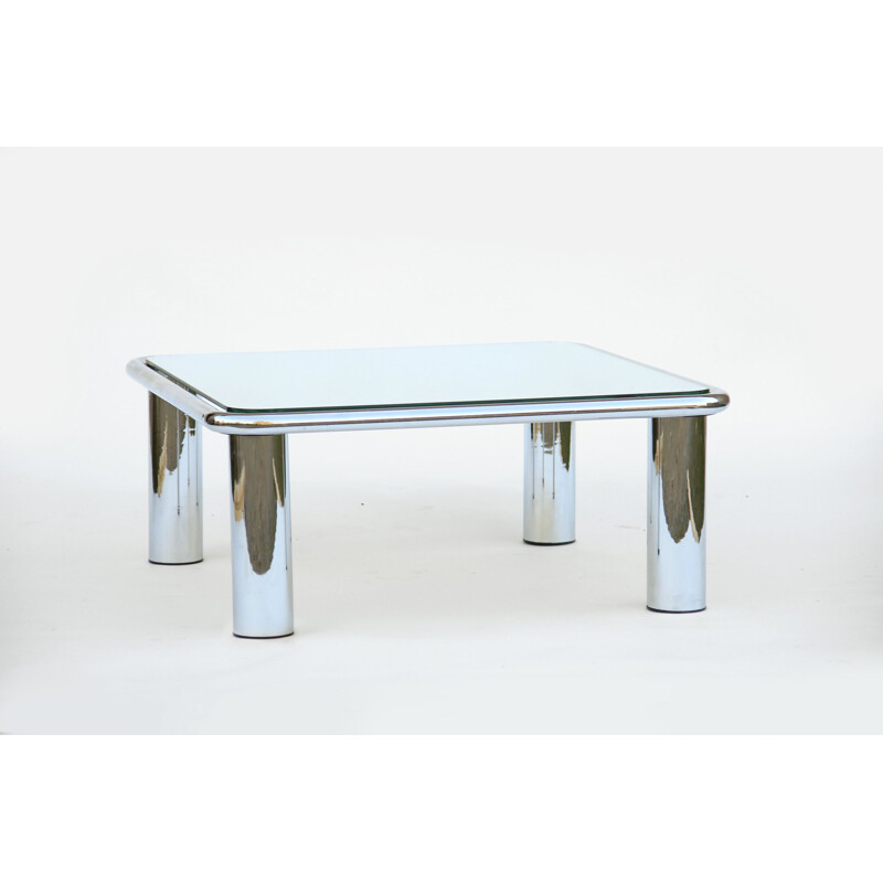 Mesa de centro vintage "Sesann" en acero cromado de Gianfranco Frattini para Cassina, 1968