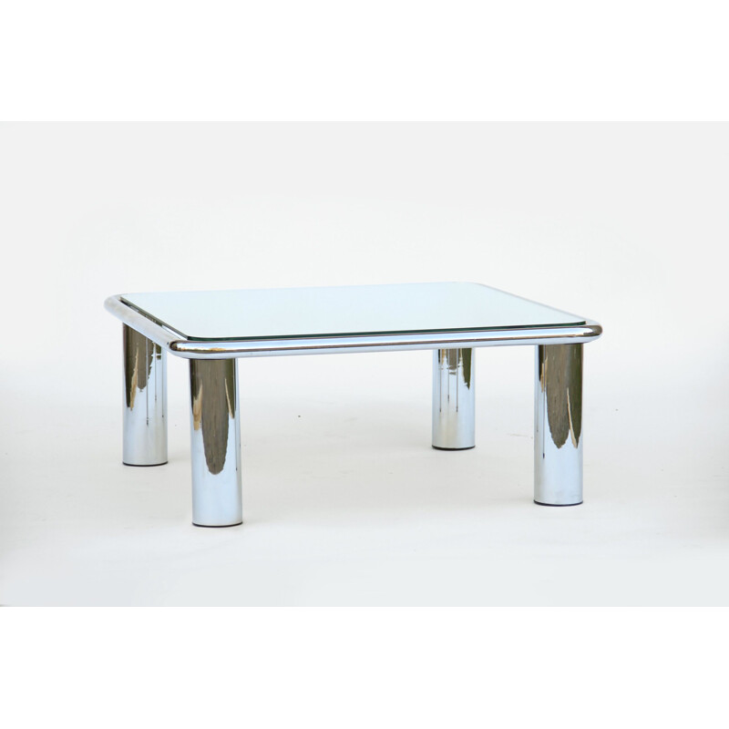Sesann" vintage coffee table in chromed steel by Gianfranco Frattini for Cassina, 1968